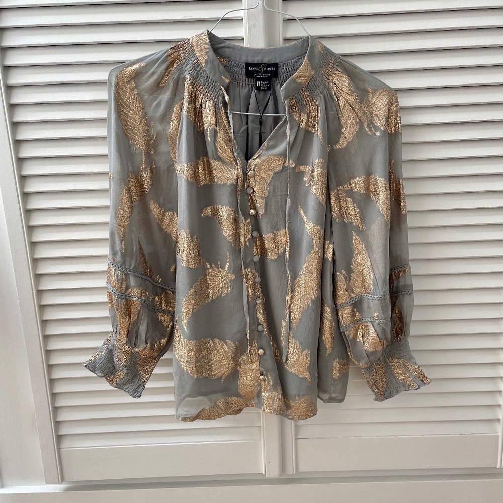 Love and Roses Metallic Detail Blouse NWT